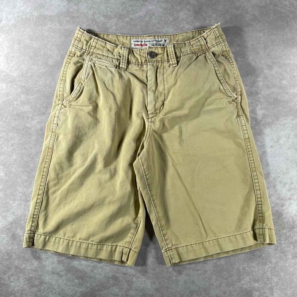 American Eagle Longboard Shorts Men 29 11” Surf  Khaki Casual Chino Tan
